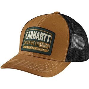 Men's Carhartt Brown 100% Cotton Canvas Mesh-Back Workwear Patch Cap